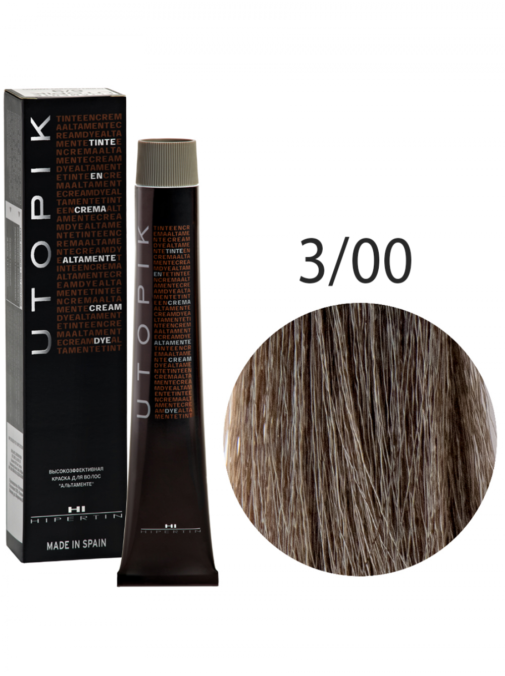 Краска для волос Utopik Altamente 3/00U, тёмный шатен интенсивный, 60 мл