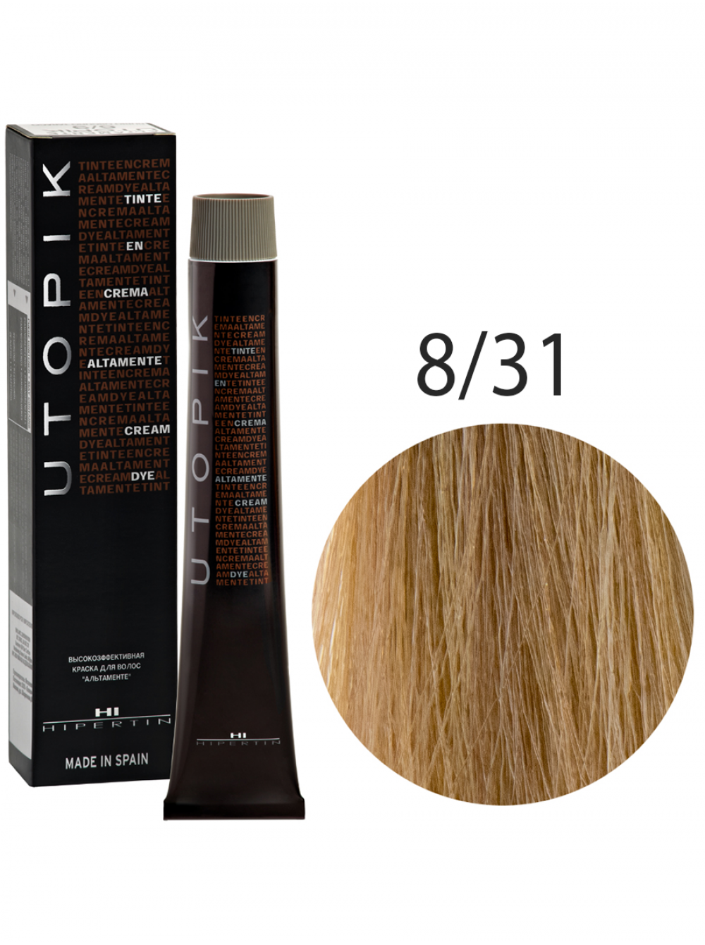 Краска для волос Utopik Altamente 8/31U, светлый блондин золотисто-пепельный, 60 мл