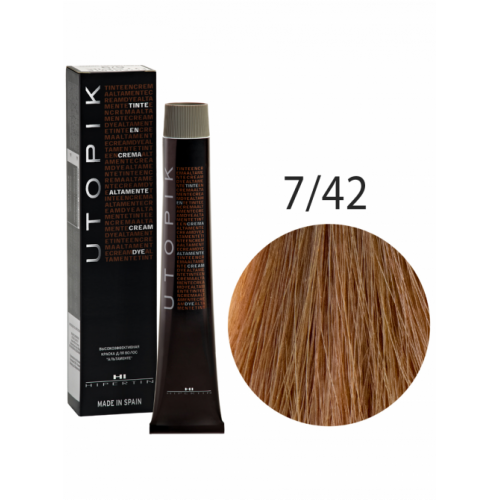 Краска для волос Utopik Altamente 7/42U, блондин медно-перламутровый, 60 мл